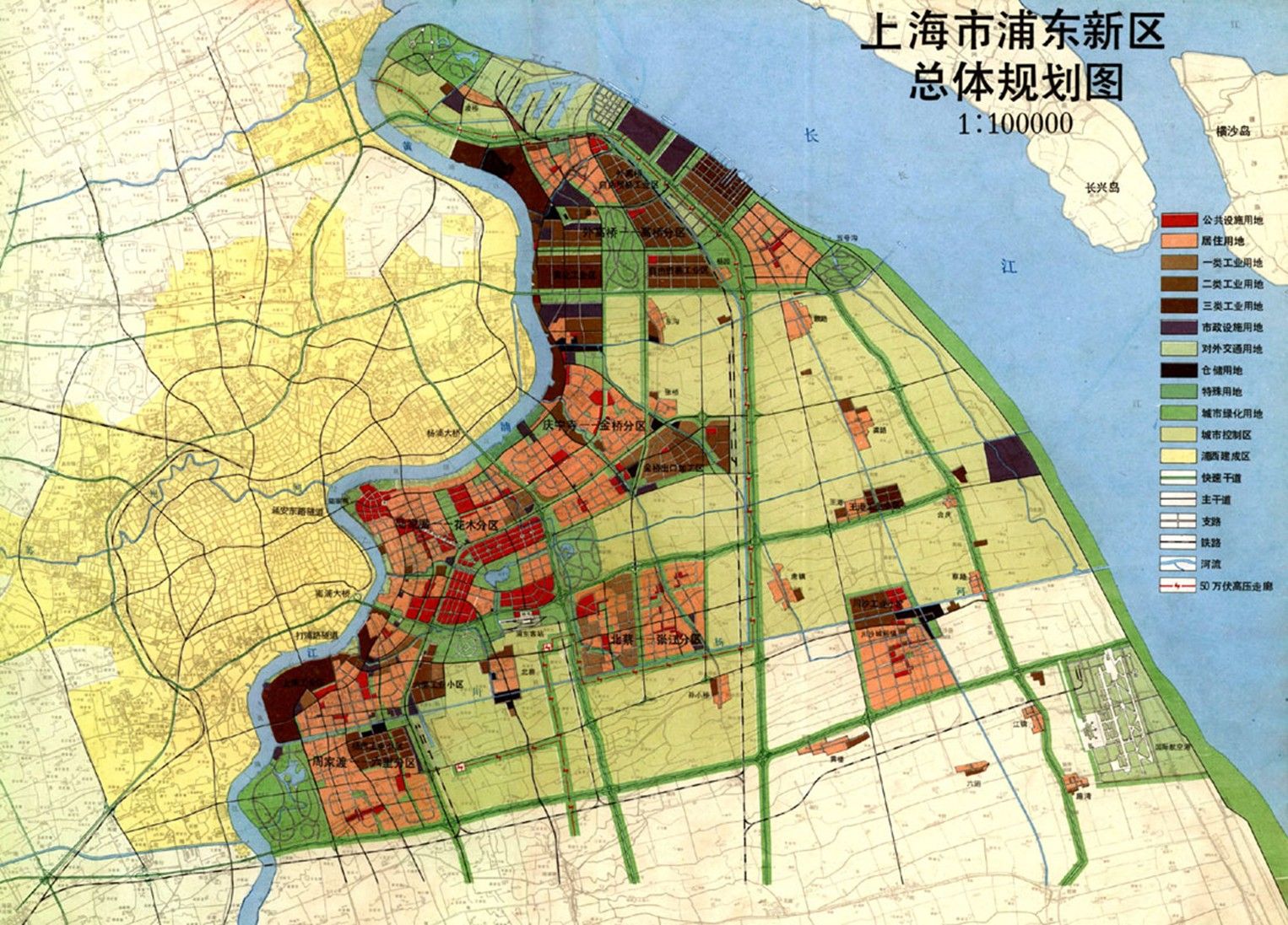 上海市浦东新区总体规划图（1992年）
